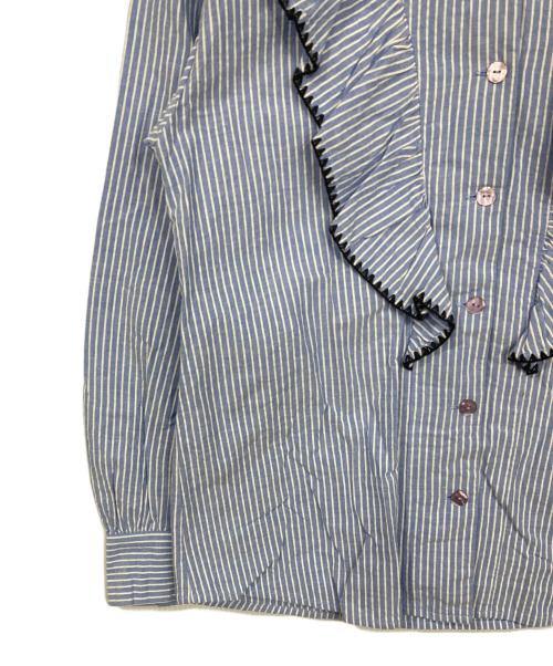 JUSGLITTY（ジャスグリッティー）JUSGLITTY (ジャスグリッティー) 刺繍ラッフルブラウス ブルー サイズ:2の古着・服飾アイテム