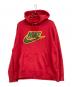 NIKE（ナイキ）の古着「Leather Appkique Hooded Sweatshirt」｜レッド