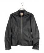 TOMORROW LAND×DENIM leatherトゥモローランド×）の古着「ラムレザー シングル ライダースジャケット」｜ブラック