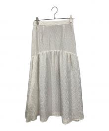 BEAUTY&YOUTH（ビューティーアンドユース）の古着「ジャガードギャザーフレアスカート」｜ホワイト