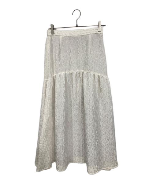 BEAUTY&YOUTH（ビューティーアンドユース）BEAUTY&YOUTH (ビューティーアンドユース) ジャガードギャザーフレアスカート ホワイト サイズ:Mの古着・服飾アイテム