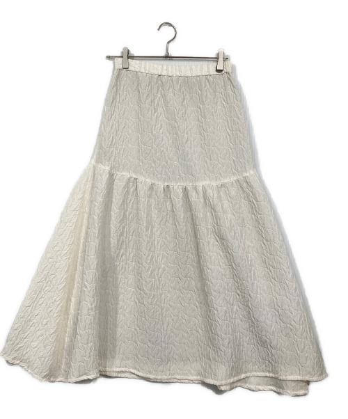 BEAUTY&YOUTH（ビューティーアンドユース）BEAUTY&YOUTH (ビューティーアンドユース) ジャガードギャザーフレアスカート ホワイト サイズ:Mの古着・服飾アイテム
