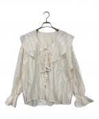 SHENERYシーナリー）の古着「フリルカラーブラウス」｜ベージュ