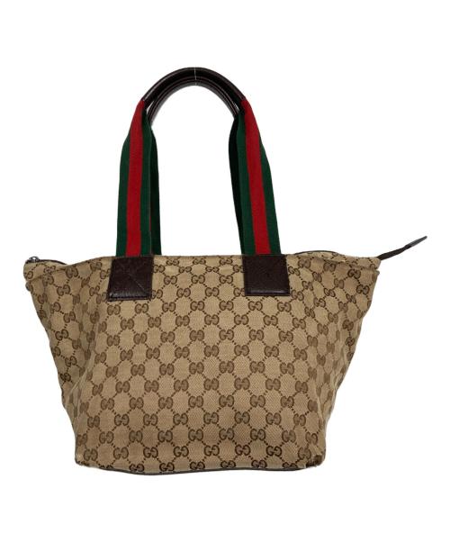 GUCCI（グッチ）GUCCI (グッチ) シェリーラインGGキャンバストートバッグ ベージュの古着・服飾アイテム