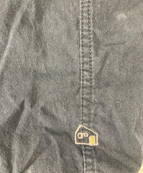 HUIS（ハウス）HUIS (ハウス) オーガニックコットンバンドカラー半袖ワイドブラウス ネイビー サイズ:Fの古着・服飾アイテム