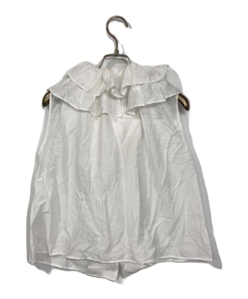 La boutique BonBon（ラブティックボンボン）La boutique BonBon (ラブティックボンボン) ギャザーフリルリボンノースリブラウス ホワイト サイズ:Freeの古着・服飾アイテム