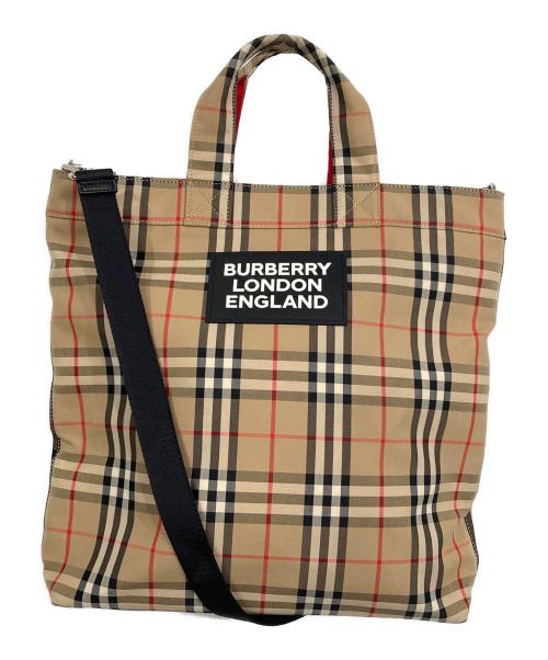 BURBERRY（バーバリー）BURBERRY (バーバリー) バーバリーチェック2WAYトートバッグ ベージュの古着・服飾アイテム