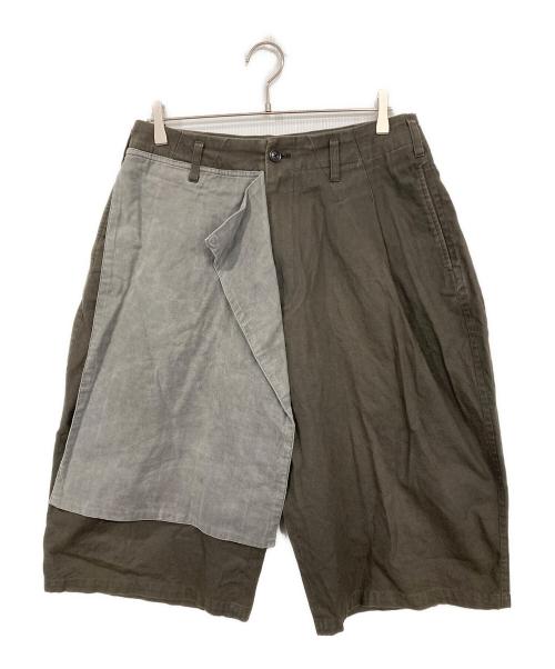 Yohji Yamamoto pour homme（ヨウジヤマモト プールオム）Yohji Yamamoto pour homme (ヨウジヤマモト プールオム) 右前リネン布付きコットンワイドパンツ グレー サイズ:2の古着・服飾アイテム