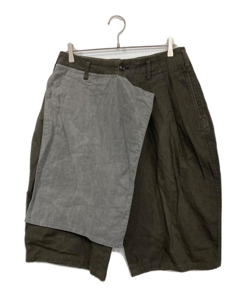 Yohji Yamamoto pour homme（ヨウジヤマモト プールオム）Yohji Yamamoto pour homme (ヨウジヤマモト プールオム) 右前リネン布付きコットンワイドパンツ グレー サイズ:2の古着・服飾アイテム