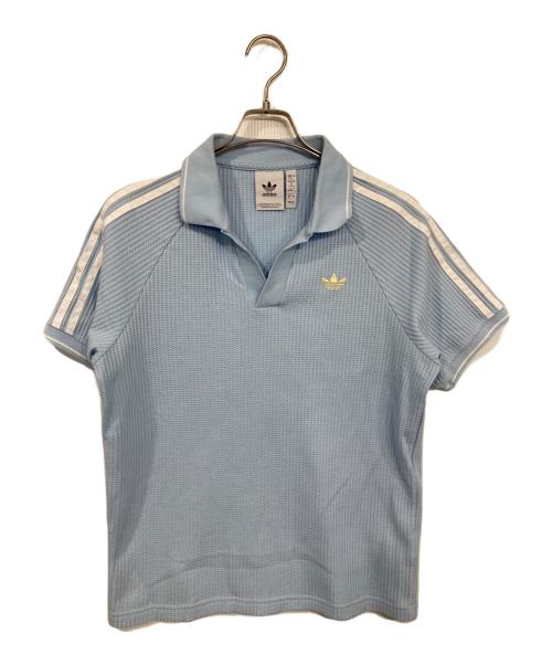 adidas（アディダス）adidas (アディダス) ワッフル ニット ポロシャツ ブルー サイズ:Lの古着・服飾アイテム