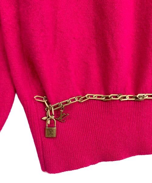 LOUIS VUITTON（ルイ ヴィトン）LOUIS VUITTON (ルイ ヴィトン) チェーンカシミヤハイネックニット ピンク サイズ:Sの古着・服飾アイテム