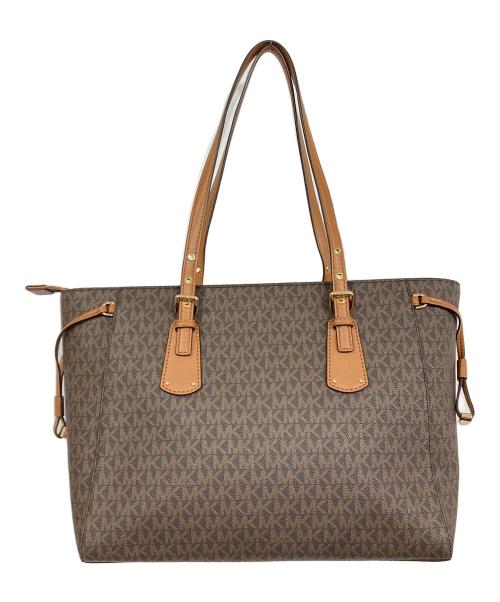MICHAEL KORS（マイケル・コース）MICHAEL KORS (マイケル・コース) ボイジャーミディアムロゴトートバッグ ブラウンの古着・服飾アイテム