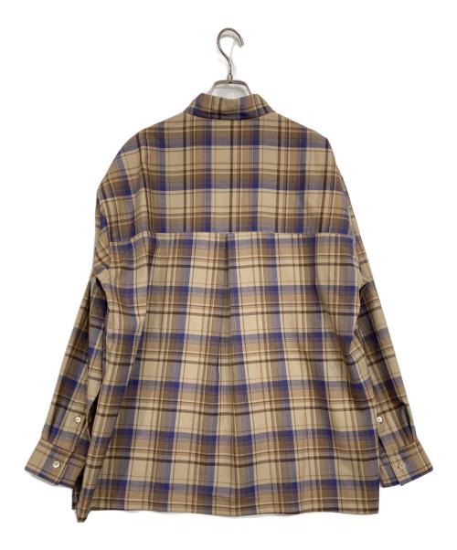 AURALEE（オーラリー）AURALEE (オーラリー) SUPER LIGHT WOOL CHECK SHIRTS ベージュ×ネイビー サイズ:3の古着・服飾アイテム
