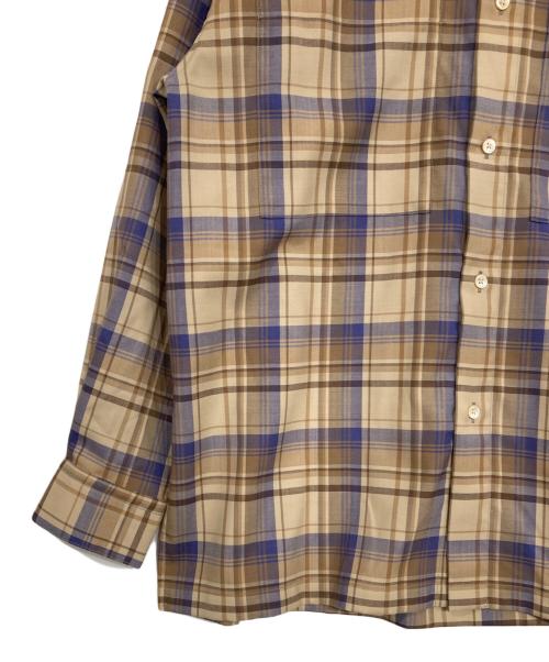 AURALEE（オーラリー）AURALEE (オーラリー) SUPER LIGHT WOOL CHECK SHIRTS ベージュ×ネイビー サイズ:3の古着・服飾アイテム