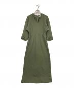Audrey and John Wadオードリーアンドジョンワッド）の古着「ジャガードキーネックロングワンピース」｜オリーブ