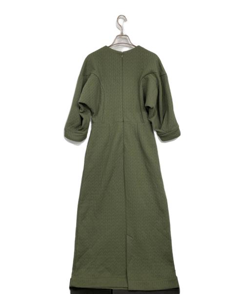 Audrey and John Wad（オードリーアンドジョンワッド）AUDREY AND JOHN WAD (オードリーアンドジョンワッド) ジャガードキーネックロングワンピース オリーブ サイズ:FREEの古着・服飾アイテム