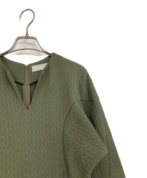 Audrey and John Wad（オードリーアンドジョンワッド）AUDREY AND JOHN WAD (オードリーアンドジョンワッド) ジャガードキーネックロングワンピース オリーブ サイズ:FREEの古着・服飾アイテム