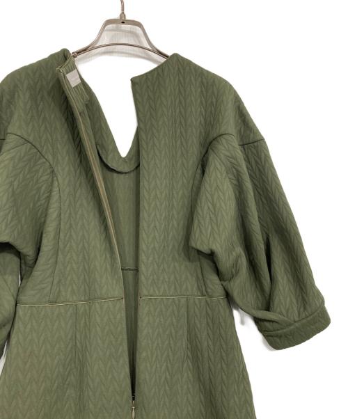 Audrey and John Wad（オードリーアンドジョンワッド）AUDREY AND JOHN WAD (オードリーアンドジョンワッド) ジャガードキーネックロングワンピース オリーブ サイズ:FREEの古着・服飾アイテム