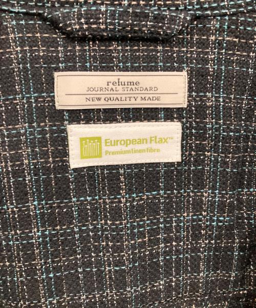JOURNAL STANDARD relume（ジャーナルスタンダード レリューム）JOURNAL STANDARD relume (ジャーナルスタンダード レリューム) リネン混ジャケット ブラック×ブルー サイズ:Freeの古着・服飾アイテム