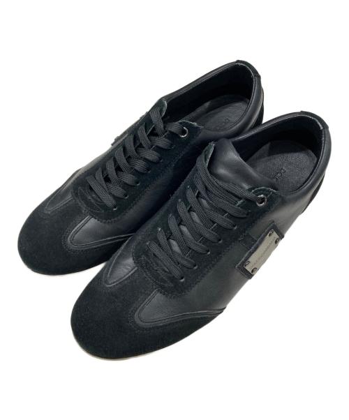 DOLCE & GABBANA（ドルチェ＆ガッバーナ）DOLCE & GABBANA (ドルチェ＆ガッバーナ) ロゴプレートスニーカー/ジャーマントレーナー ブラック サイズ:7の古着・服飾アイテム