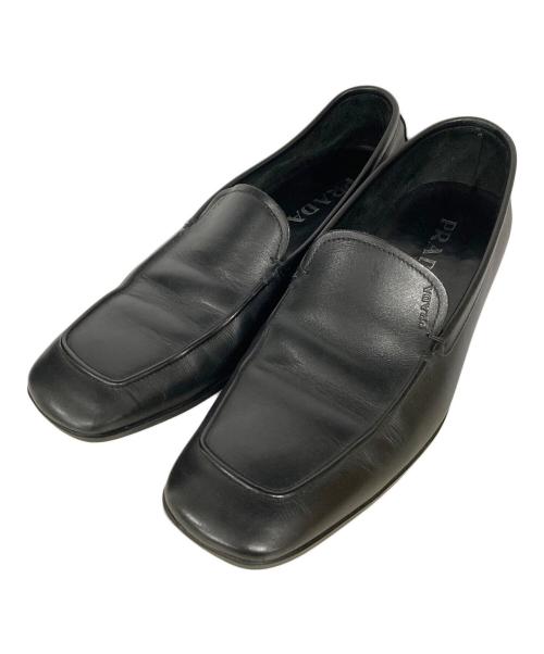 PRADA（プラダ）PRADA (プラダ) スクエアトゥスリッポンローファー ブラック サイズ:6の古着・服飾アイテム