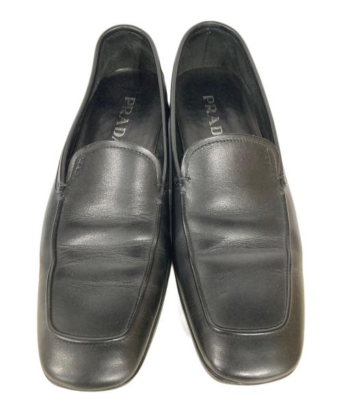 PRADA（プラダ）PRADA (プラダ) スクエアトゥスリッポンローファー ブラック サイズ:6の古着・服飾アイテム