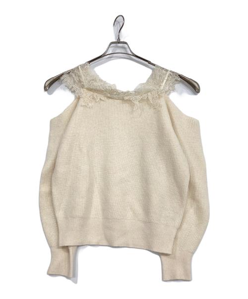 FRAY ID（フレイ アイディー）FRAY ID (フレイ アイディー) レースオフショルダーカッティングニット ベージュ サイズ:ONE SIZEの古着・服飾アイテム