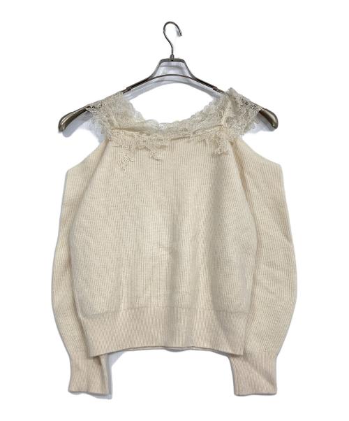 FRAY ID（フレイ アイディー）FRAY ID (フレイ アイディー) レースオフショルダーカッティングニット ベージュ サイズ:ONE SIZEの古着・服飾アイテム