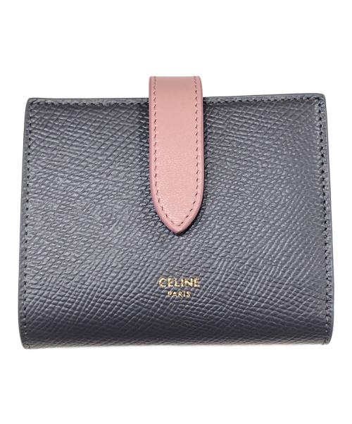 CELINE（セリーヌ）CELINE (セリーヌ) スモールストラップウォレット グレー×ピンクの古着・服飾アイテム