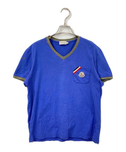 MONCLER（モンクレール）MONCLER (モンクレール) VネックTシャツ ブルー サイズ:Lの古着・服飾アイテム