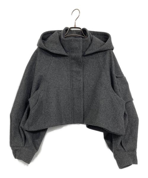 MECRE（メクル）MECRE (メクル) メルトン フーディー ショート ブルゾン グレー サイズ:Sの古着・服飾アイテム