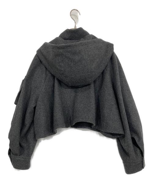 MECRE（メクル）MECRE (メクル) メルトン フーディー ショート ブルゾン グレー サイズ:Sの古着・服飾アイテム