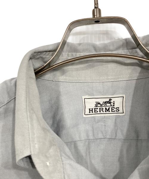 HERMES（エルメス）HERMES (エルメス) Hロゴ刺繍ボタンダウンシャツ グレー サイズ:41の古着・服飾アイテム