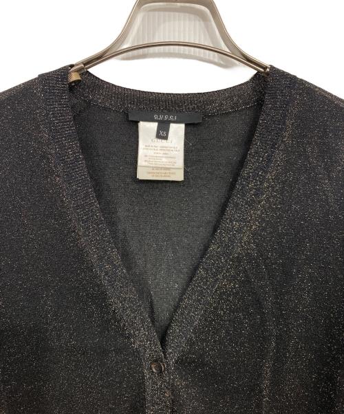 GUCCI（グッチ）GUCCI (グッチ) GGチャーム付ラメカーディガン ブラック サイズ:XSの古着・服飾アイテム