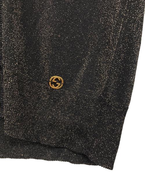 GUCCI（グッチ）GUCCI (グッチ) GGチャーム付ラメカーディガン ブラック サイズ:XSの古着・服飾アイテム
