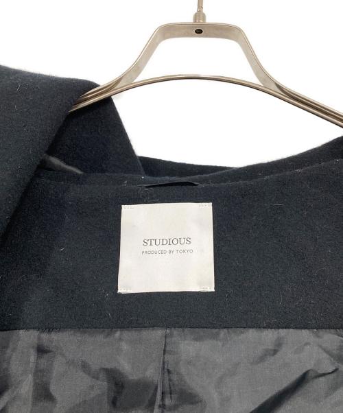 STUDIOUS（ステュディオス）STUDIOUS (ステュディオス) メルトンオーバーフードコート ブラック サイズ:3の古着・服飾アイテム