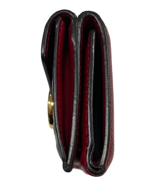 FENDI（フェンディ）FENDI (フェンディ) マイクロ3つ折り財布 レッド×ブラウンの古着・服飾アイテム