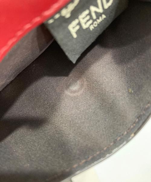 FENDI（フェンディ）FENDI (フェンディ) マイクロ3つ折り財布 レッド×ブラウンの古着・服飾アイテム