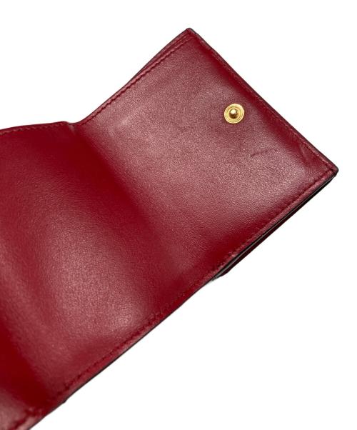 FENDI（フェンディ）FENDI (フェンディ) マイクロ3つ折り財布 レッド×ブラウンの古着・服飾アイテム