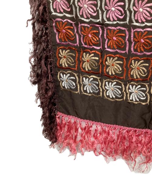 DRIES VAN NOTEN（ドリスヴァンノッテン）DRIES VAN NOTEN (ドリスヴァンノッテン) 刺繍ストール ブラウンの古着・服飾アイテム