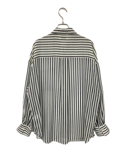 MARW UNITED ARROWS（マルゥ ユナイテッドアローズ）MARW UNITED ARROWS (マルゥ ユナイテッドアローズ) ストライプシアーシャツ アイボリー×ブラック サイズ:表記なしの古着・服飾アイテム