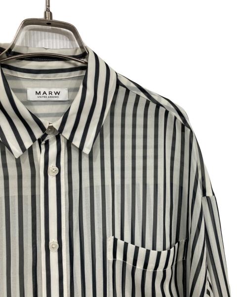MARW UNITED ARROWS（マルゥ ユナイテッドアローズ）MARW UNITED ARROWS (マルゥ ユナイテッドアローズ) ストライプシアーシャツ アイボリー×ブラック サイズ:表記なしの古着・服飾アイテム