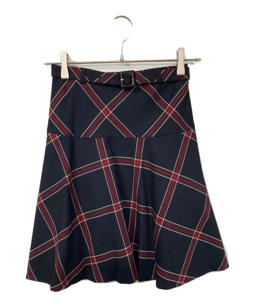 BLUE LABEL CRESTBRIDGE（ブルーレーベルクレストブリッジ）BLUE LABEL CRESTBRIDGE (ブルーレーベルクレストブリッジ) チェックミニスカート ネイビー×レッド サイズ:36の古着・服飾アイテム