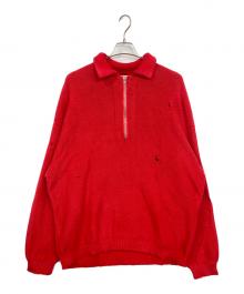 vainl archive（ヴァイナルアーカイブ）の古着「ダメージハーフジップニット」｜レッド