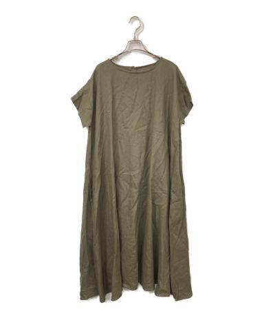 タグ付き BEARDSLEY ビアズリー リネン混 ロングワンピース カーキ 中古・古着通販】BEARDSLEY (ビアズリー) リネンワンピース カーキ