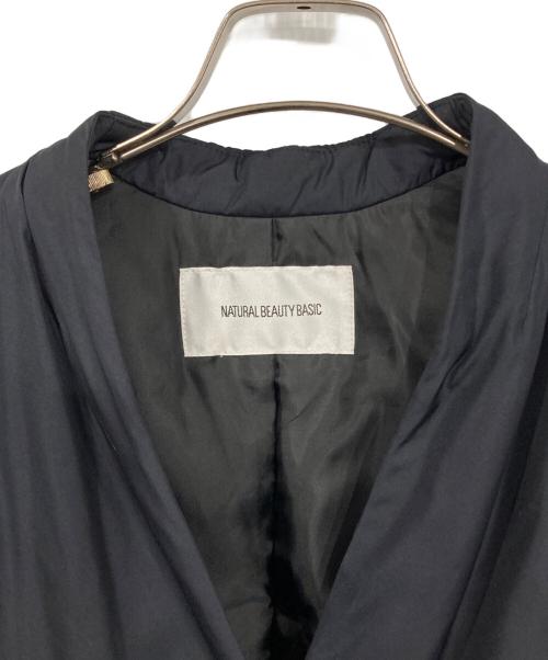 NATURAL BEAUTY BASIC（ナチュラルビューティーベーシック）NATURAL BEAUTY BASIC (ナチュラルビューティーベーシック) ノーカラーロングダウンコート(マフラー付き) ブラック サイズ:Mの古着・服飾アイテム