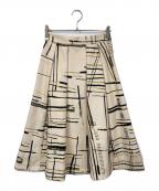 UNTITLEDアンタイトル）の古着「アートチェックスカート」｜ベージュ