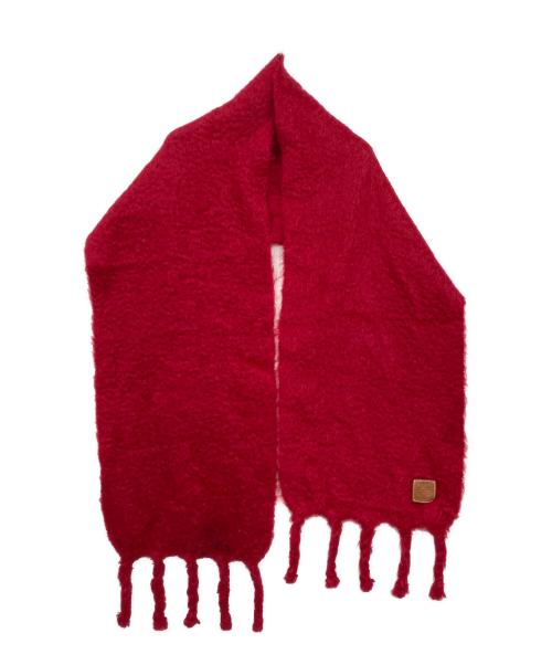 LOEWE（ロエベ）LOEWE (ロエベ) モヘヤ大判アナグラムマフラー レッドの古着・服飾アイテム