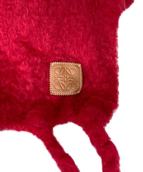 LOEWE（ロエベ）LOEWE (ロエベ) モヘヤ大判アナグラムマフラー レッドの古着・服飾アイテム