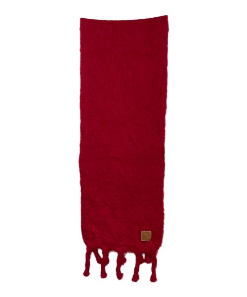 LOEWE（ロエベ）LOEWE (ロエベ) モヘヤ大判アナグラムマフラー レッドの古着・服飾アイテム